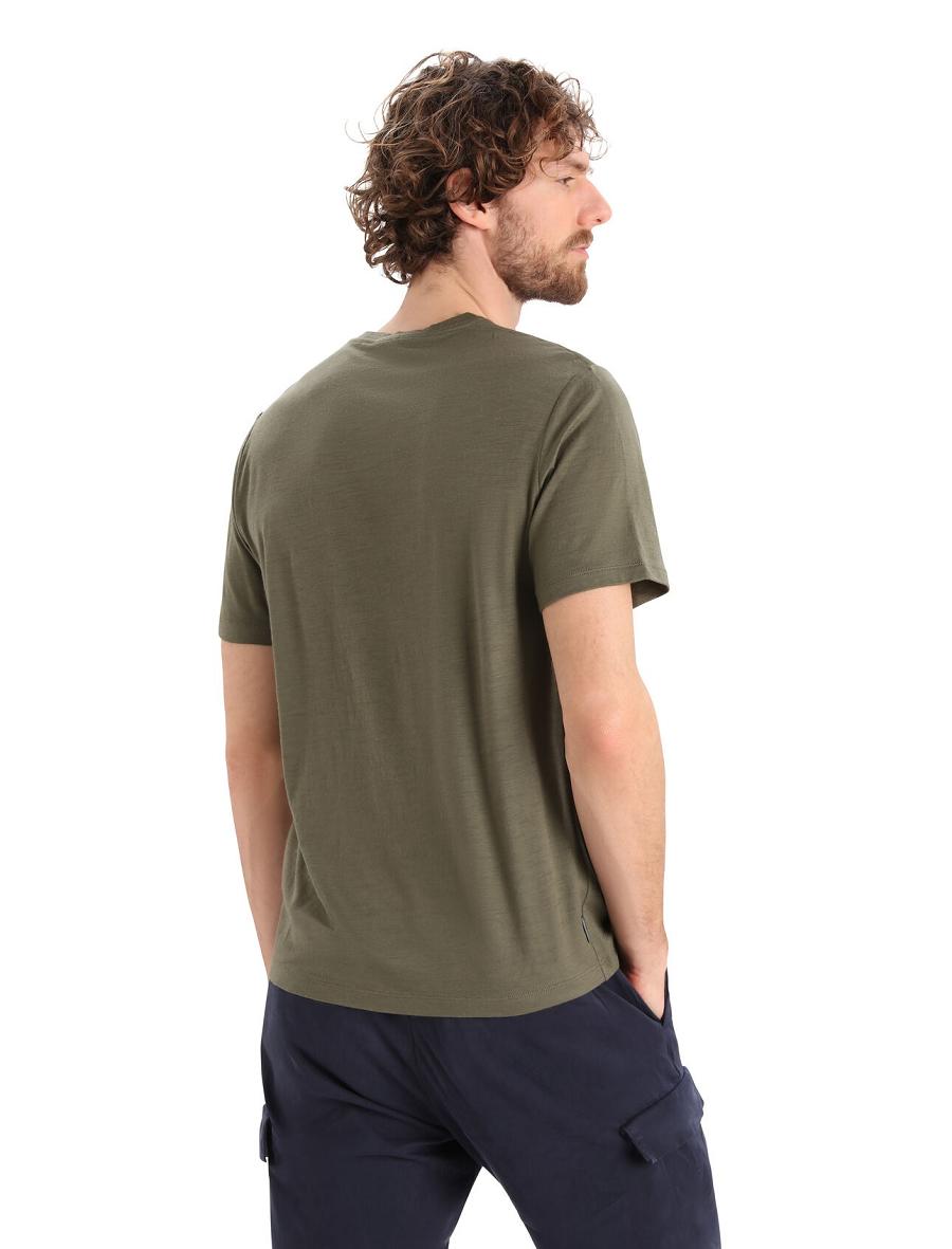 T Shirts Icebreaker Merino Tech Lite II Corta Sleeve Mountain Geology Homme Vert Olive | FR 1181TCEV